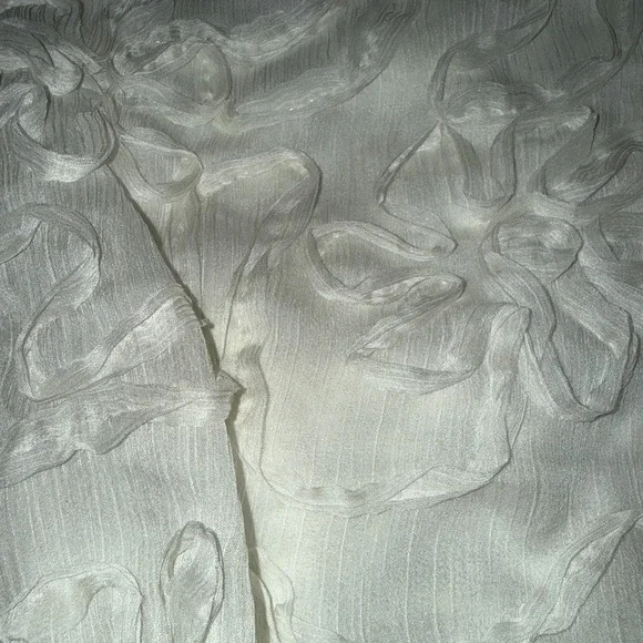 Loft Ivory Floral Appliqué Blouse Tie Back S - Picture 3 of 7